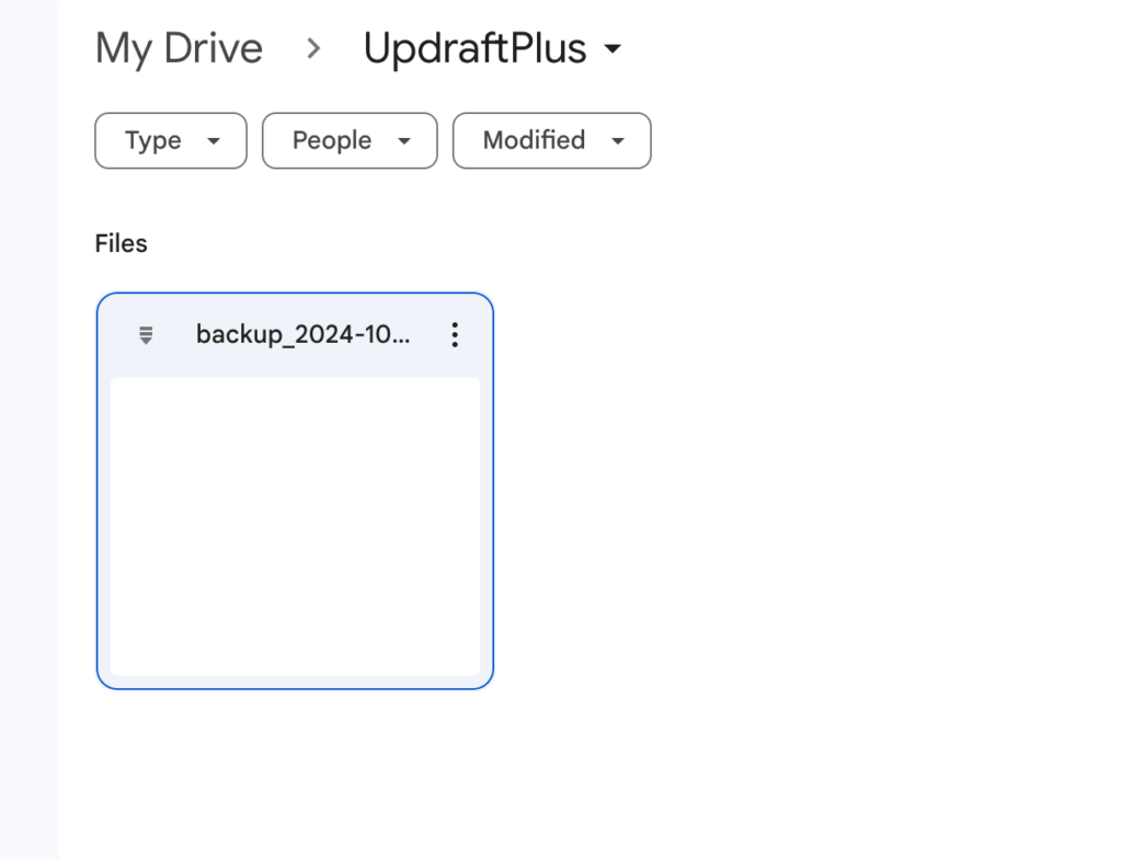 Backup Storage file in Google Drive for backup wordpress site